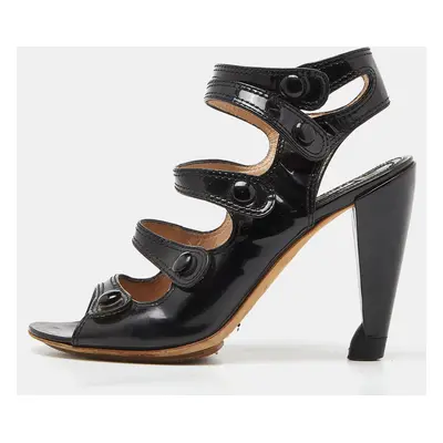 Celine Black Patent Leather Strappy Sandals Size