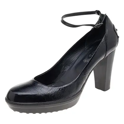 Tod's Black Patent Leather Ankle Strap Pumps Size