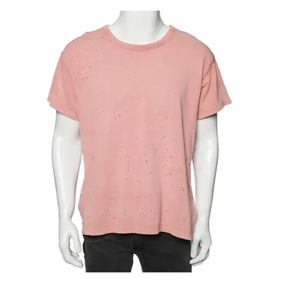 Amiri Pink Cotton Washed Shotgun Crew Neck Short Sleeve T-Shirt