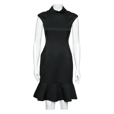 CH Carolina Herrera Black Textured Knit Flared Hem Dress