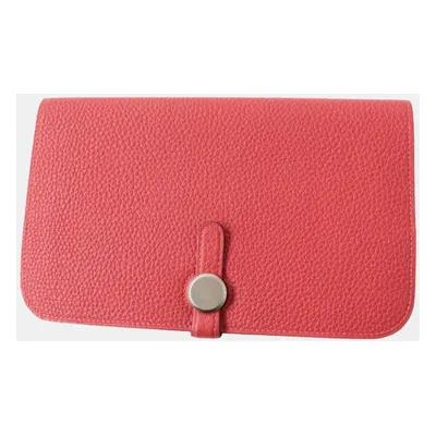 Hermes Dogon GM Long Wallet Coin Pocket Red Leather