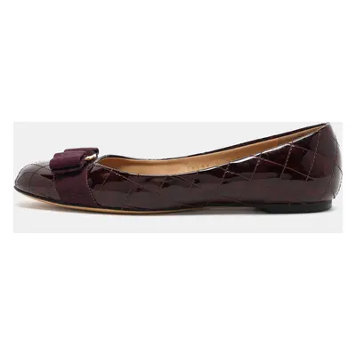 Salvatore Ferragamo Burgundy Patent Leather Varina Ballet Flats Size