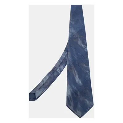 Lanvin Navy Blue Patterned Print Silk Tie