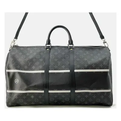 Louis Vuitton Noir Monogram Eclipse Keepall Bandouliere Size