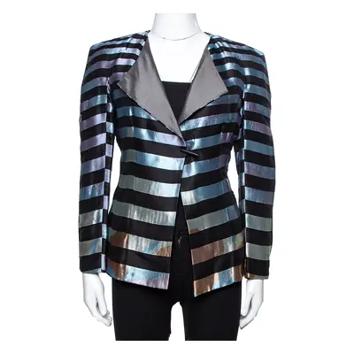 Giorgio Armani Multicolor Striped Jacquard Toggle Button Jacket