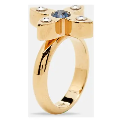 Louis Vuitton Love Letters Crystals Two Tone Gold Ring Size