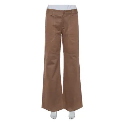 Joseph Brown Cotton Paneled Wide Leg Trousers