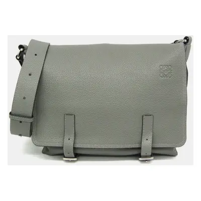 Loewe Military Gray Leather Messenger Bag