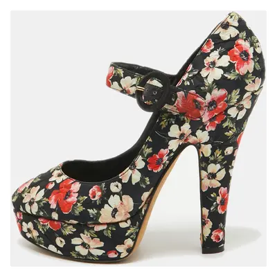 Dolce & Gabbana Multicolor Floral Printed Fabric Mary Jane Platform Pumps Size