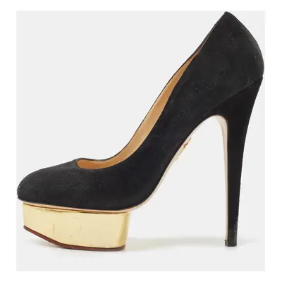 Charlotte Olympia Black Suede Dolly Pumps Size