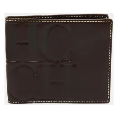 CH Carolina Herrera Dark Brown Leather Bifold Compact Wallet