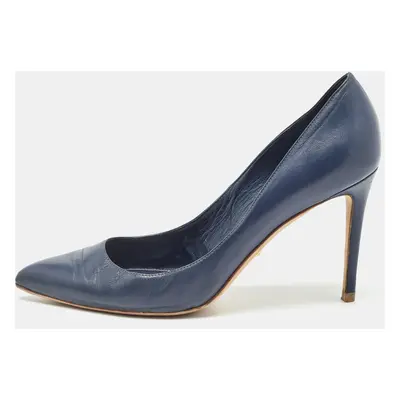 Gucci Navy Blue Leather Pointed Toe Pumps Size