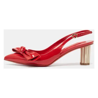 Salvatore Ferragamo Red Patent Leather Aulla Slingback Pumps Size