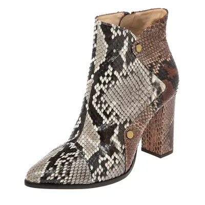 Alexandre Birman White-Brown Python Leather Ankle Boots Size