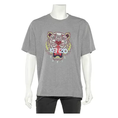 Kenzo Grey Tiger Printed Cotton Crewneck T-Shirt 3XL