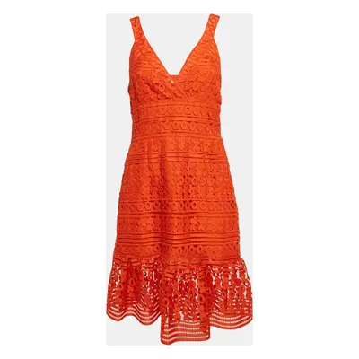 Diane Von Furstenberg Orange Guipure Lace Tiana Sleeveless Dress