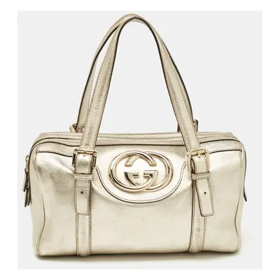 Gucci Gold Leather Britt Boston Bag