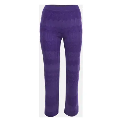 Missoni Purple Wool Blend Knit Elasticated Waist Pants