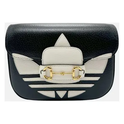 Gucci x Adidas Black White Gold Leather Shoulder Bag