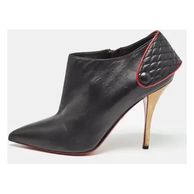 Christian Louboutin Black Leather Huguette Ankle Booties Size