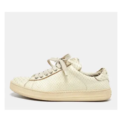 Tom Ford Cream Python Leather Low Top Sneakers Size