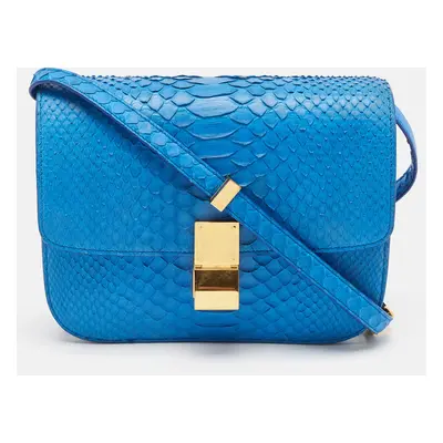 Celine Blue Python Classic Box Shoulder Bag