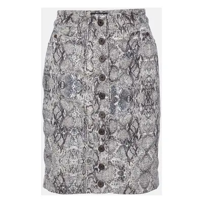 Just Cavalli Beige Animal Pattern Cotton Fitted Skirt