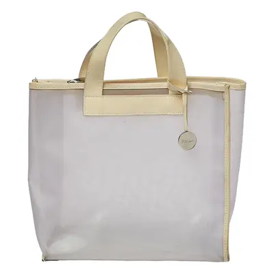 Furla Cream Mesh And Patent Leather Divide It Tote