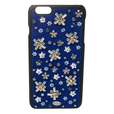 Dior Blue Fabric Stardust Crystal Embellished iPhone Plus Case