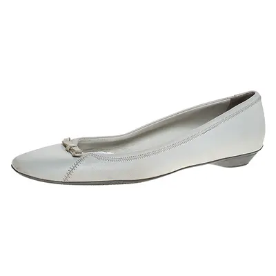 Prada White Leather Bow Ballet Flats Size