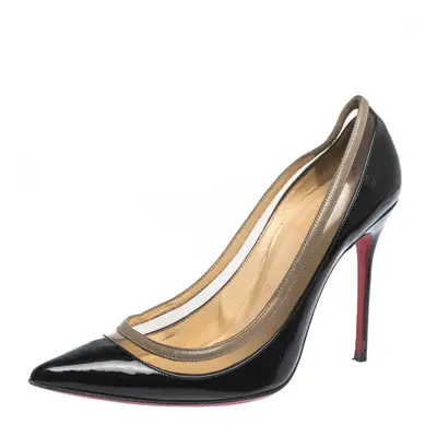 Christian Louboutin Black Patent Leather and PVC Paulina Pointed Toe Pumps Size 36.5