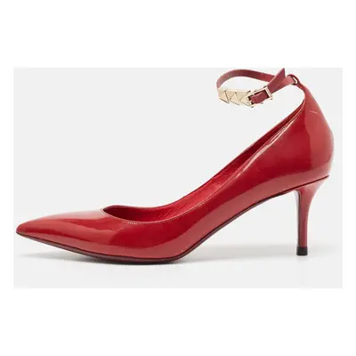 Valentino Burgundy Patent Leather Ankle Strap Pumps Size