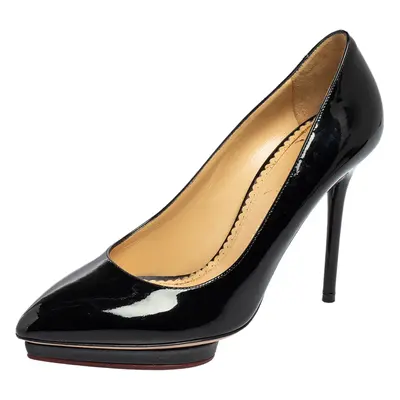 Charlotte Olympia Black Patent Leather Debbie Platform Pumps Size