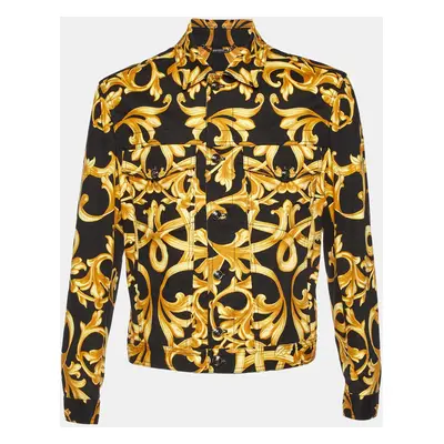 Versace Black Baroque Print Denim Jacket