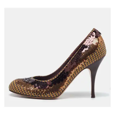 Etro Brown Sequins and Sequins Round Toe Pumps Size