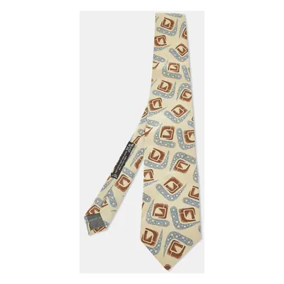 Giorgio Armani Vintage Khaki Printed Silk Tie