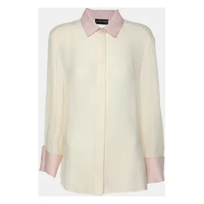 Emporio Armani Cream/Pink Silk Button Front Shirt