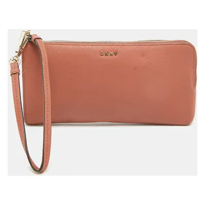 DKNY Old Rose Leather Zippy Wristlet Clutch