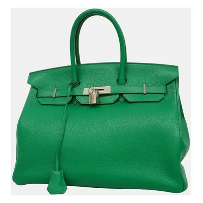 Hermes Vert Vertigo Fonce Taurillon Clemence Birkin Verso Stamp Handbag