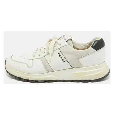 Prada White Leather and Mesh Low Top Sneakers Size