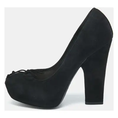 Dior Black Suede Bow Platform Pumps Size