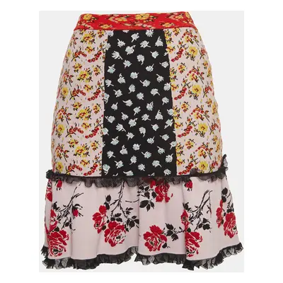 Alexander Mcqueen Multicolor Floral Intarsia Stretch Knit Mini Skirt