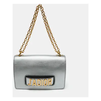 Dior Silver Leather Miss J'adior Chain Flap Bag