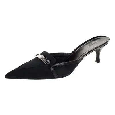 Gucci Black GG Canvas Pointed Toe Mules Size 39.5