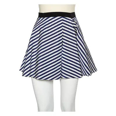 Balenciaga Navy Blue & White Striped Synthetic Shorts