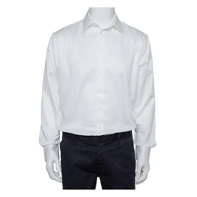 Armani Collezioni White Cotton Button Front Modern Fit Shirt