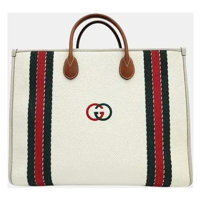 Gucci White Leather GG Shoulder Bag