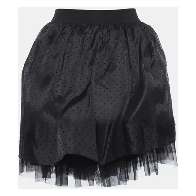 Givenchy Black Dotted Silk Tiered Skirt (10 Yrs)