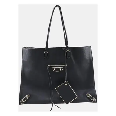 Balenciaga Black Leather Papier tote bag