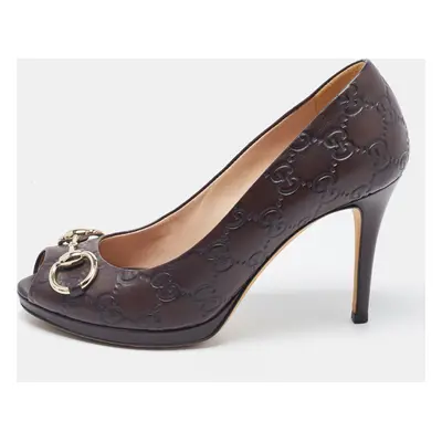 Gucci Dark Brown Guccissima Leather New Hollywood Pumps Size